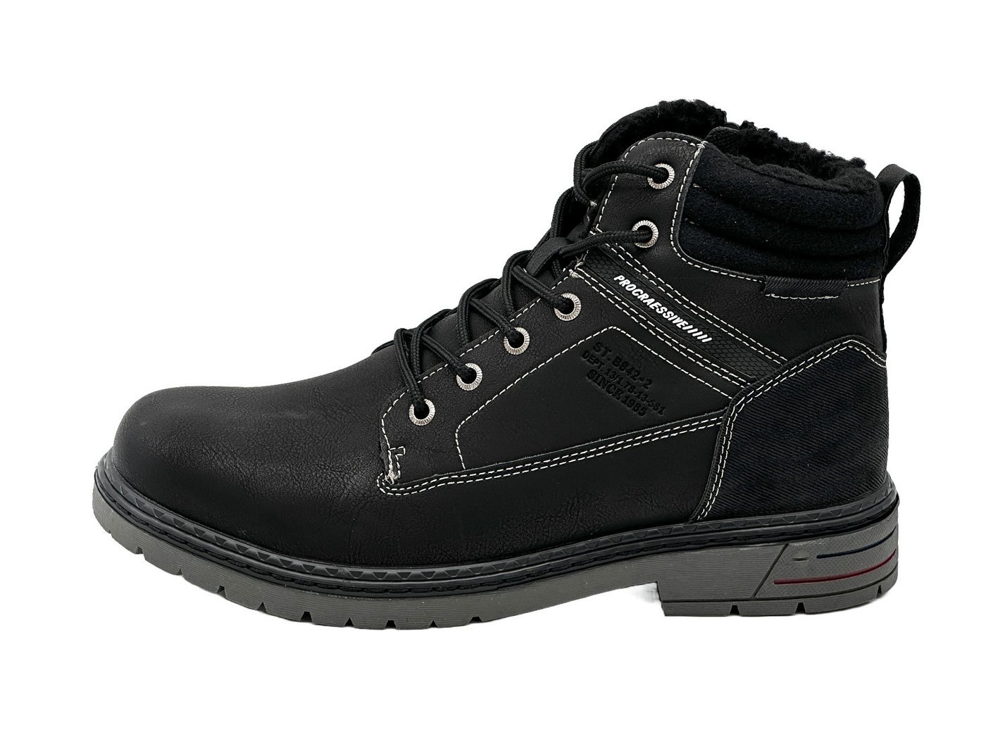 Nowaland Herren Bootsschuh Winterstiefel Schnürung & Reißverschluss, Rutschfeste Außensohle