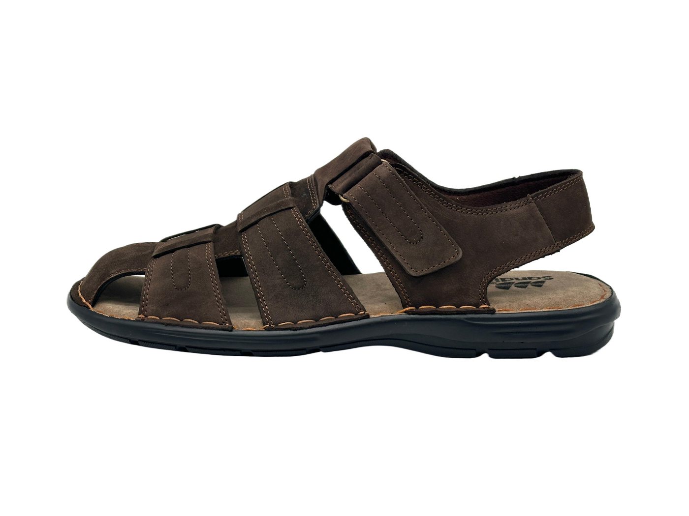 Nowaland Herren Echtleder Sandalen bequem Klettverschluss Sommer Sandale Echtleder, weiches Fußbett, flexibel und alltagstauglich (braun)