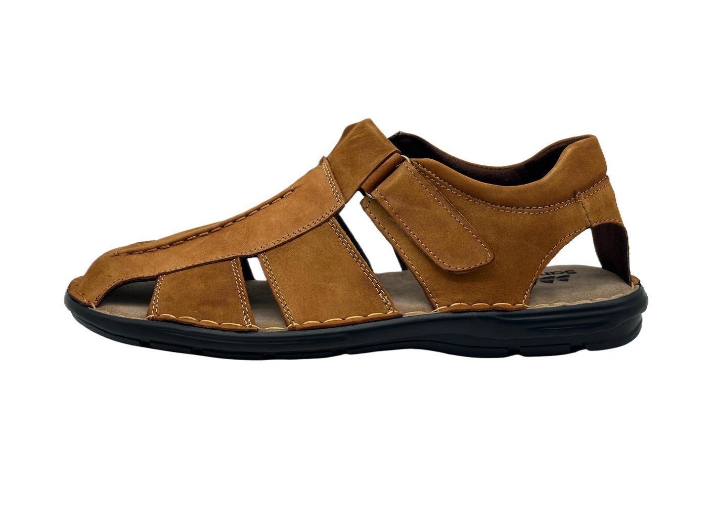 Nowaland Herren Echtleder Sandalen bequem Klettverschluss Sommer Sandale Echtleder, weiches Fußbett, flexibel und alltagstauglich (braun)