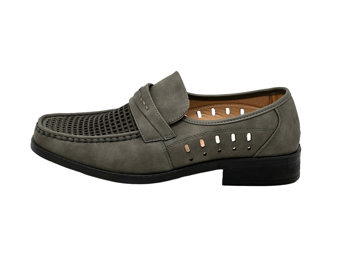 Nowaland Herren Mokassins Slipper Elegante und atmungsaktive Halbschuhe für Alltag und Business (grau)