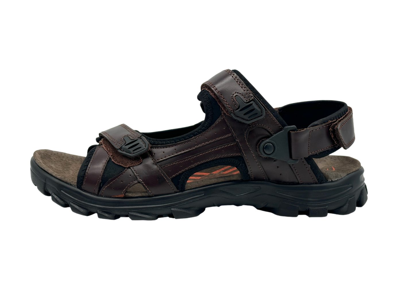 Nowaland Herren Trekkingsandalen aus Leder mit Klettverschluss Trekkingsandale Robuste Trekkingsandalen mit rutschfester Sohle und gepolsterter Sohle (braun/schwarz)