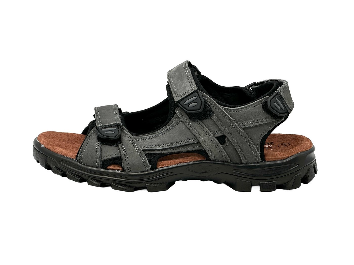Nowaland Herren Trekkingsandalen aus Leder mit Klettverschluss Trekkingsandale Robuste Trekkingsandalen mit rutschfester Sohle und gepolsterter Sohle