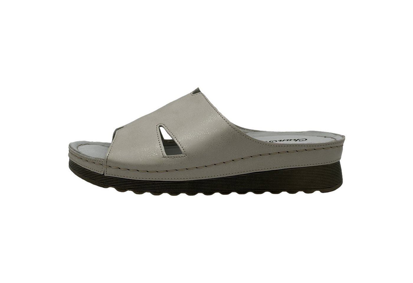 Nowaland Moderne Damen-Pantoletten mit Komfort-Sohle und Cut-Out-Design Pantolette leichte Plateausohle, komfortable Passform (beige)