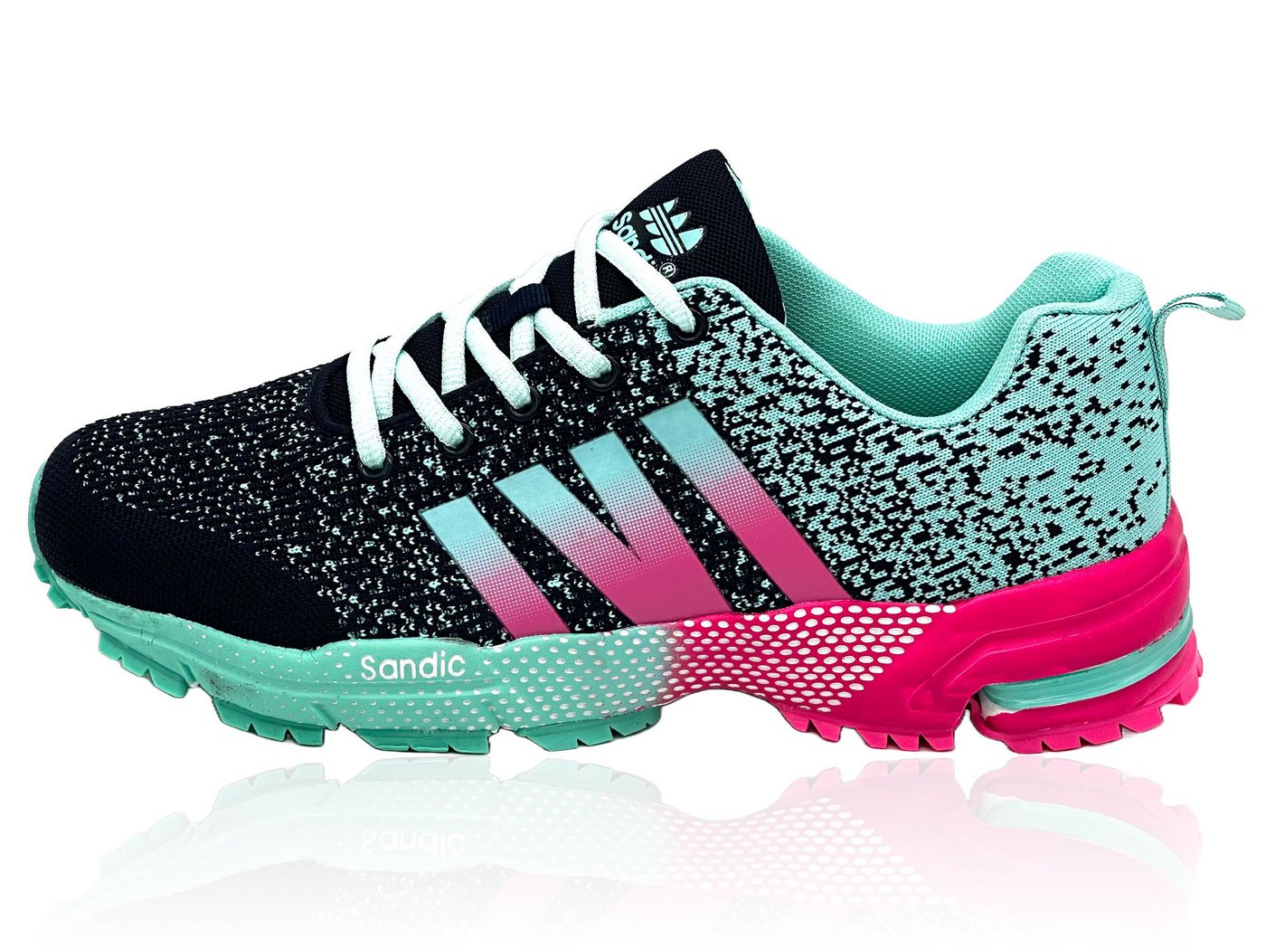 Nowaland Sportschuhe Laufschuhe Sneaker Walkingschuh Leicht, Atmungsaktiv und Rutschfest für Fitness und Alltag (blau/grün/rosa)