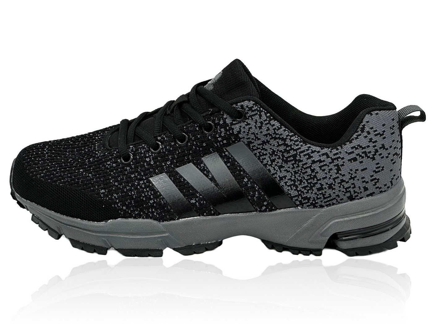 Nowaland Sportschuhe Laufschuhe Sneaker Walkingschuh Leicht, Atmungsaktiv und Rutschfest für Fitness und Alltag (grau/schwarz)