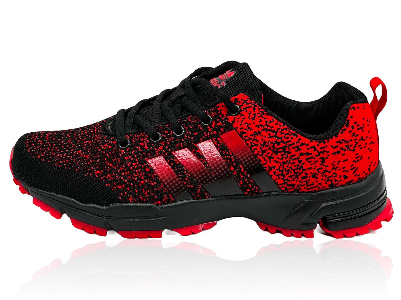 Nowaland Sportschuhe Laufschuhe Sneaker Walkingschuh Leicht, Atmungsaktiv und Rutschfest für Fitness und Alltag (rot/schwarz)