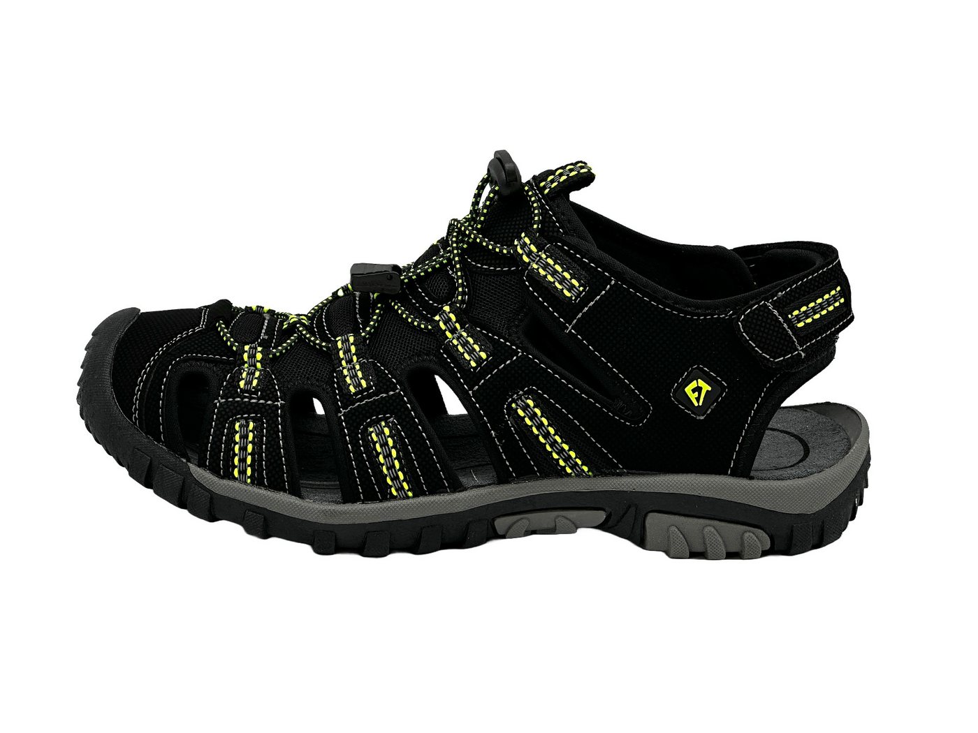 Nowaland Trekkingsandalen mit Zehenschutz und Klettverschluss Trekkingsandale Funktionale Trekkingsandalen mit geschlossener Front und gutem Grip (grün/schwarz)