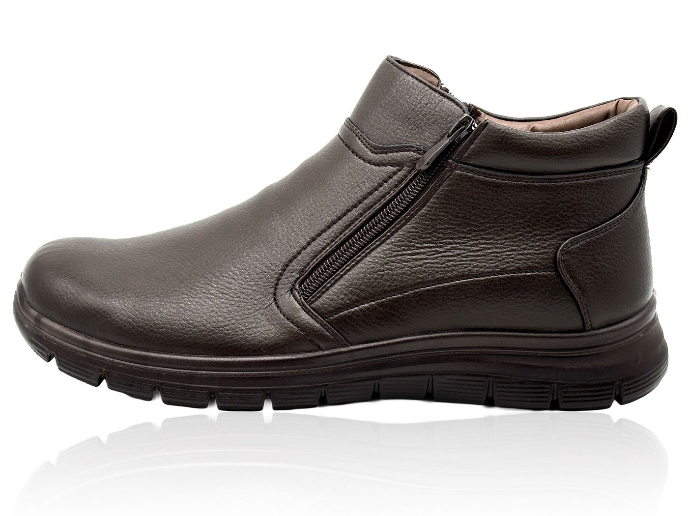 Nowaland Warme Herren Winterstiefeletten mit Doppelreißverschluss Winterstiefelette Wasserabweisend, rutschfest, warm gefüttert