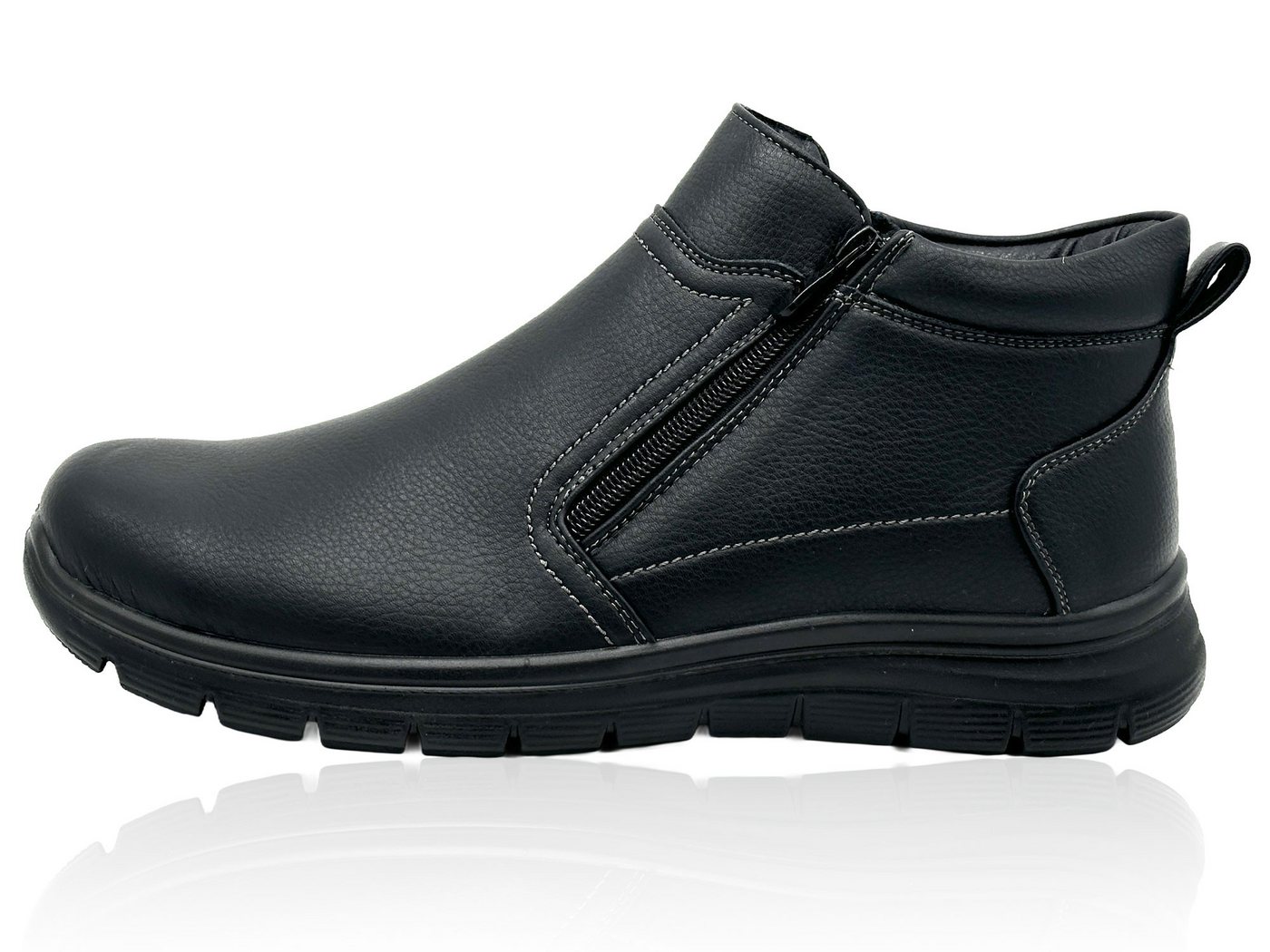 Nowaland Warme Herren Winterstiefeletten mit Doppelreißverschluss Winterstiefelette Wasserabweisend, rutschfest, warm gefüttert