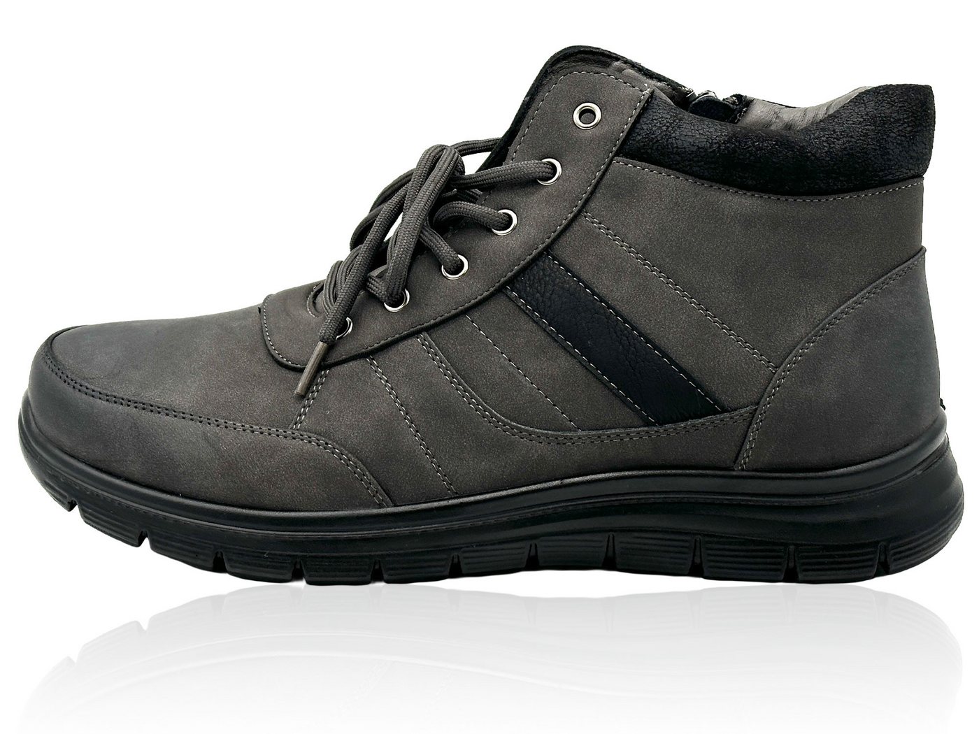 Nowaland Warme Herren Winterstiefeletten mit Schnürung und Profilsohle Winterstiefelette Wasserabweisend, rutschfest, warm gefüttert