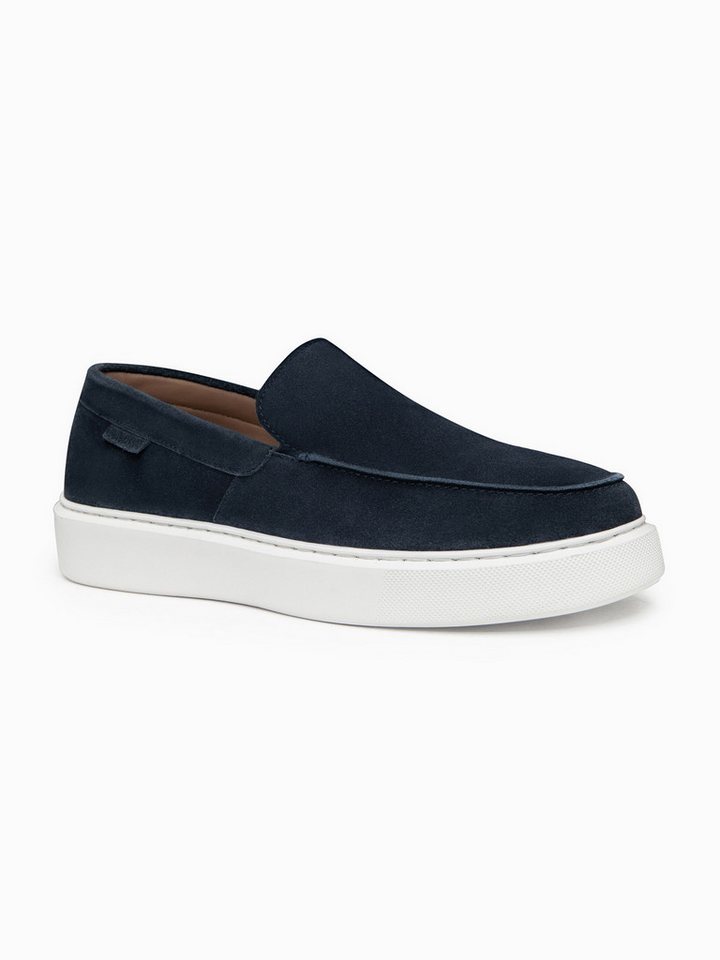 OMBRE Herren Slip-On Schuhe aus Wildleder mit Gummisohle Navy 42 Sneaker (kein Set, 1-tlg) atmungsaktiv