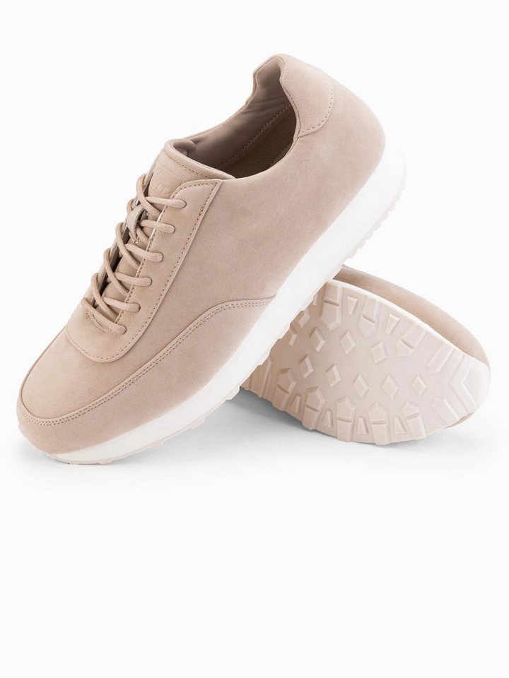 OMBRE Sportliche Herren-Sneaker-Schuhe aus Öko-Leder mit Wildleder-Finish Sneaker (beige)