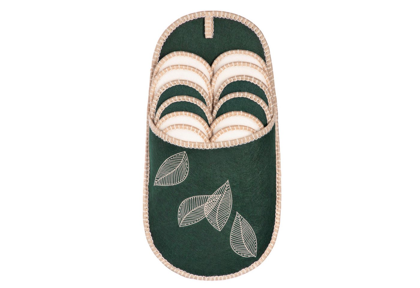 ONVAYA ABS Gästepantoffel, Blätter, 6er Set, Antirutsch Sohle Hausschuh