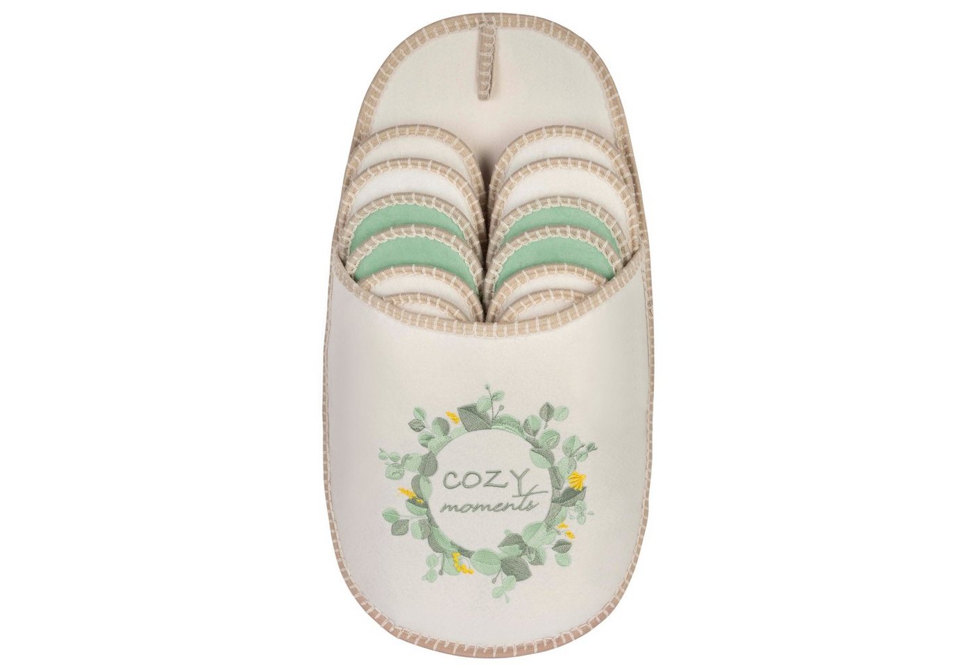 ONVAYA ABS Gästepantoffel, Cozy Moments, 6er Set, Antirutsch Sohle Hausschuh