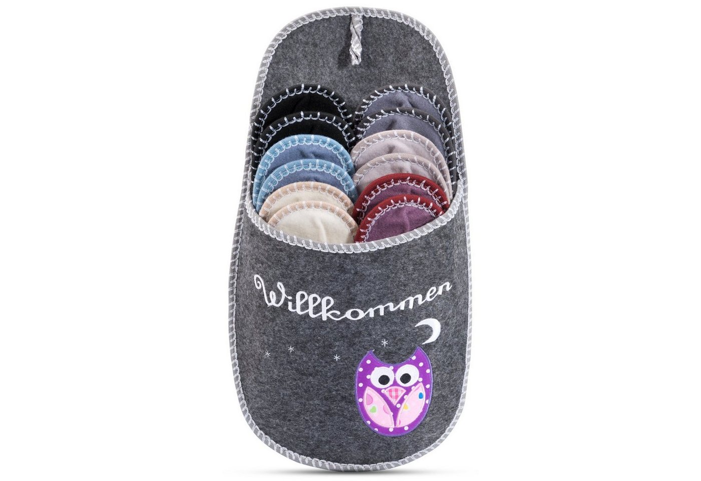 ONVAYA ABS Gästepantoffel, Hausschuhe Eule, 6er Set, Antirutsch, Filz Hausschuh