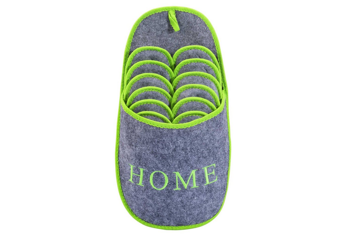 ONVAYA ABS Gästepantoffel Home greygreen, Grün Grau, 6er Set, Antirutsch Pantoffel