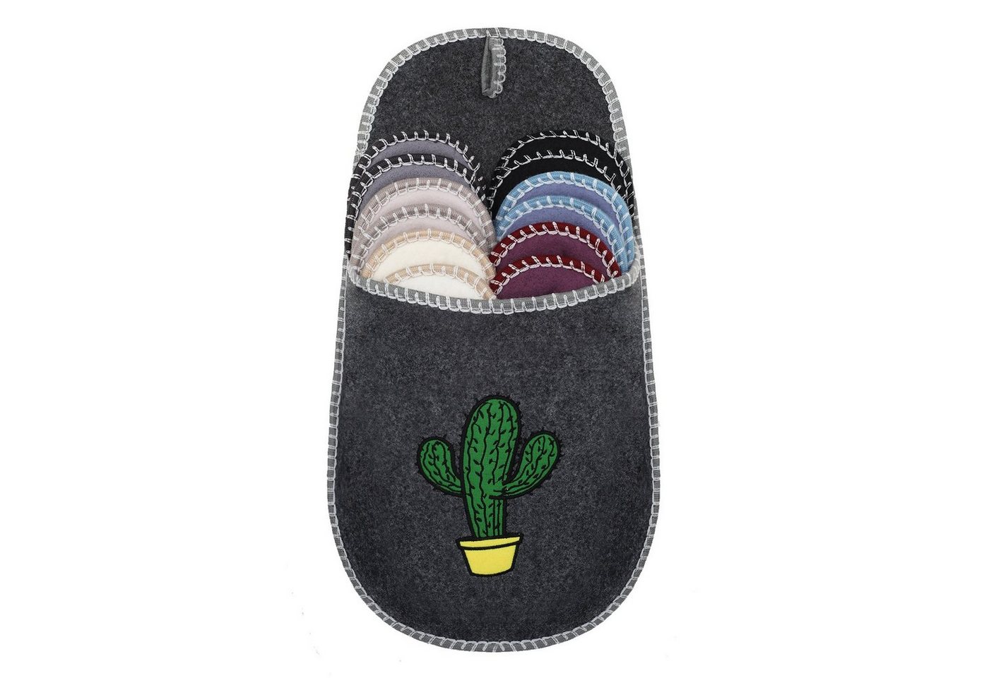 ONVAYA ABS Gästepantoffel, Kaktus, 6er Set, Antirutsch, Hausschuhe, Filz Pantoffel