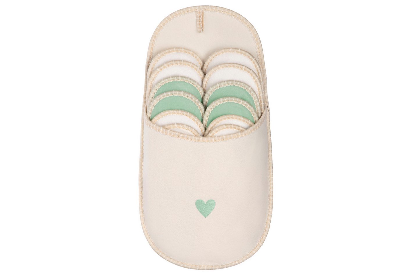 ONVAYA ABS Gästepantoffel, kleines grünes Herz, 6er Set, Antirutsch Sohle Hausschuh