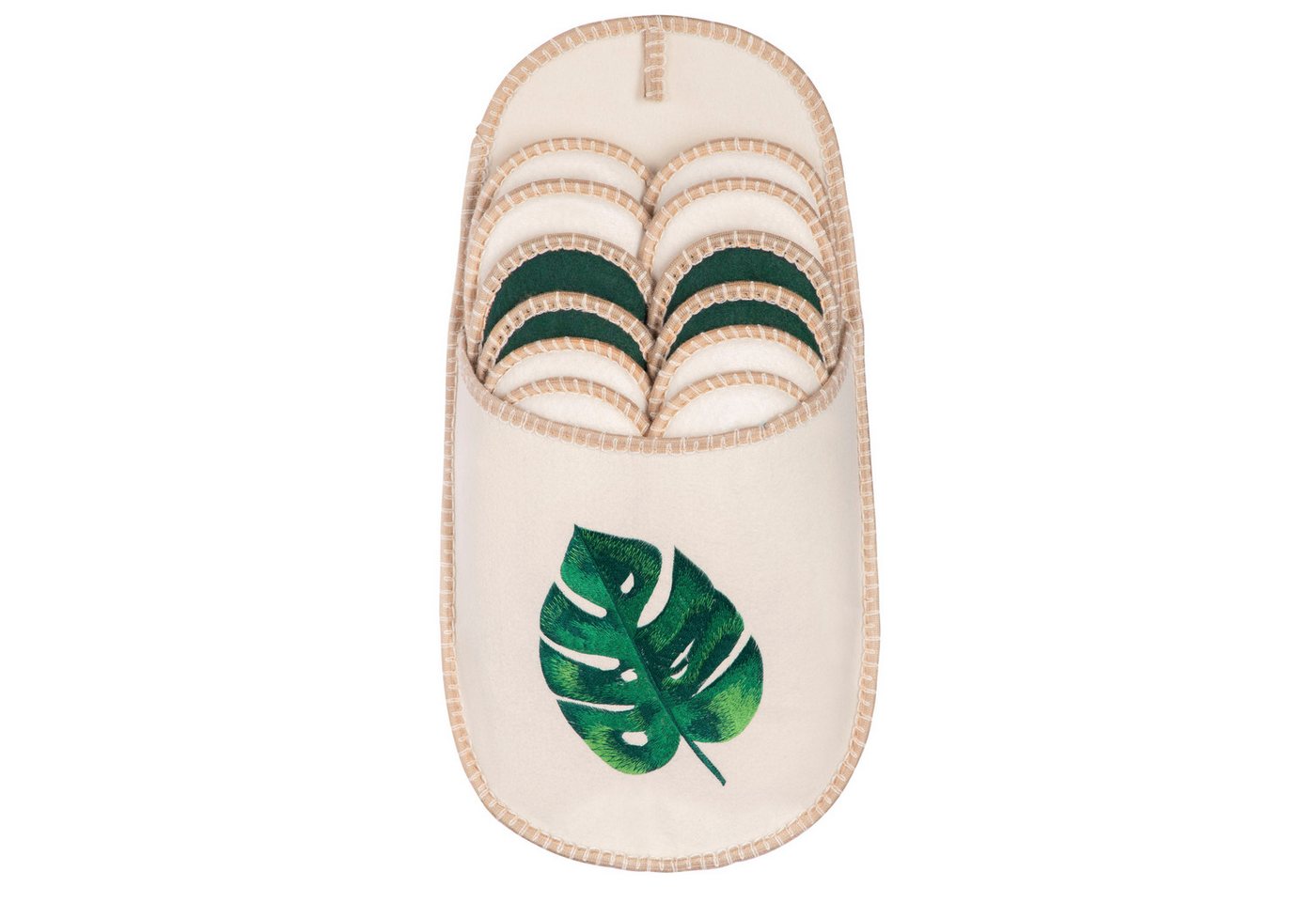 ONVAYA ABS Gästepantoffel, Monstera, 6er Set, Antirutsch Sohle Hausschuh