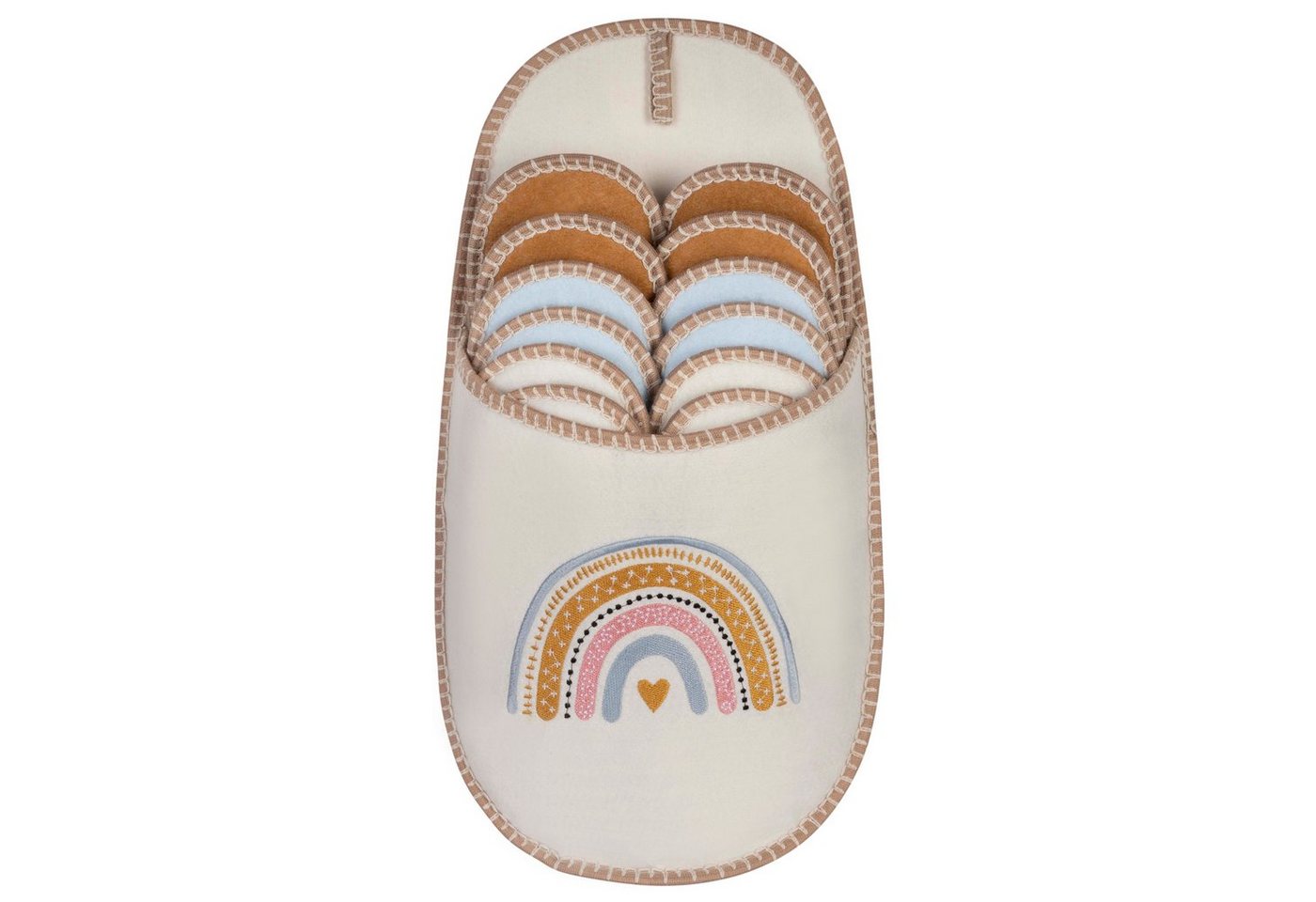 ONVAYA ABS Gästepantoffel, Regenbogen, 6er Set, Antirutsch Sohle Hausschuh