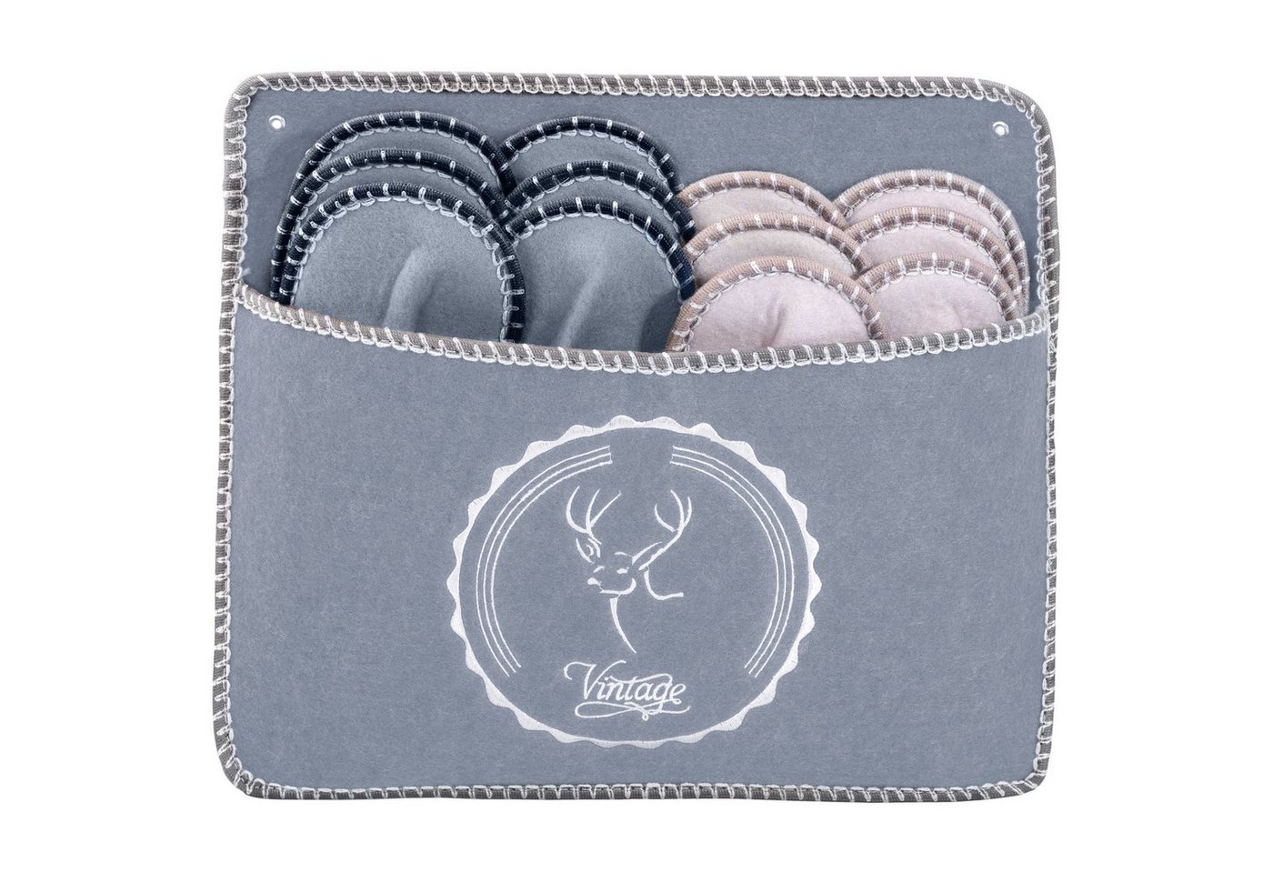 ONVAYA ABS Gästepantoffel Set Vintage Hirsch, 6er Set, Antirutsch, Filz Pantoffel