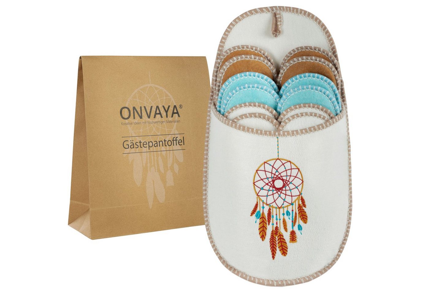 ONVAYA ABS Gästepantoffel, Traumfänger, 6er Set, Antirutsch Hausschuhe Hausschuh