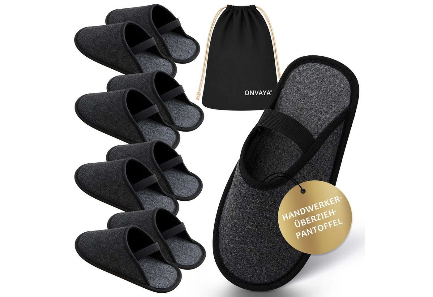 ONVAYA Handwerkerpantoffel mit Gummiband, ABS-Sohle, Museumpantoffel Hausschuh (2-tlg)