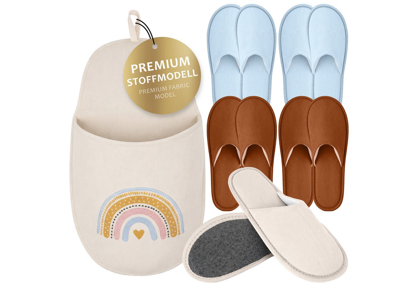 ONVAYA Premium Gästehausschuhe Set-Guest Slippers-Gästepantoffeln Unisex Plüsch Hausschuhe