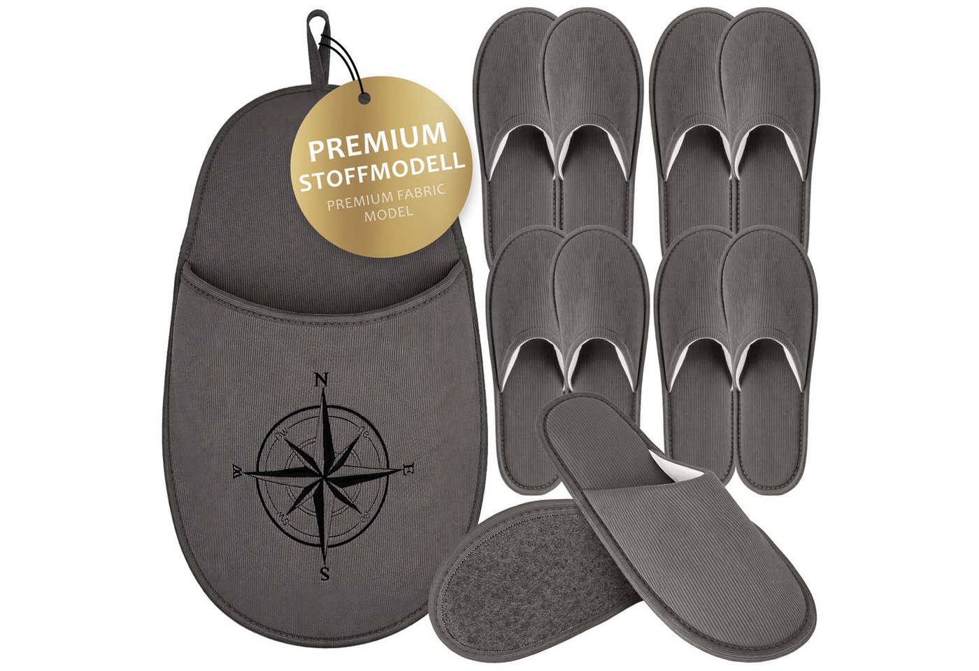 ONVAYA Premium Gästehausschuhe Set Kompass-Gästepantoffeln-Guest Slippers Hausschuh