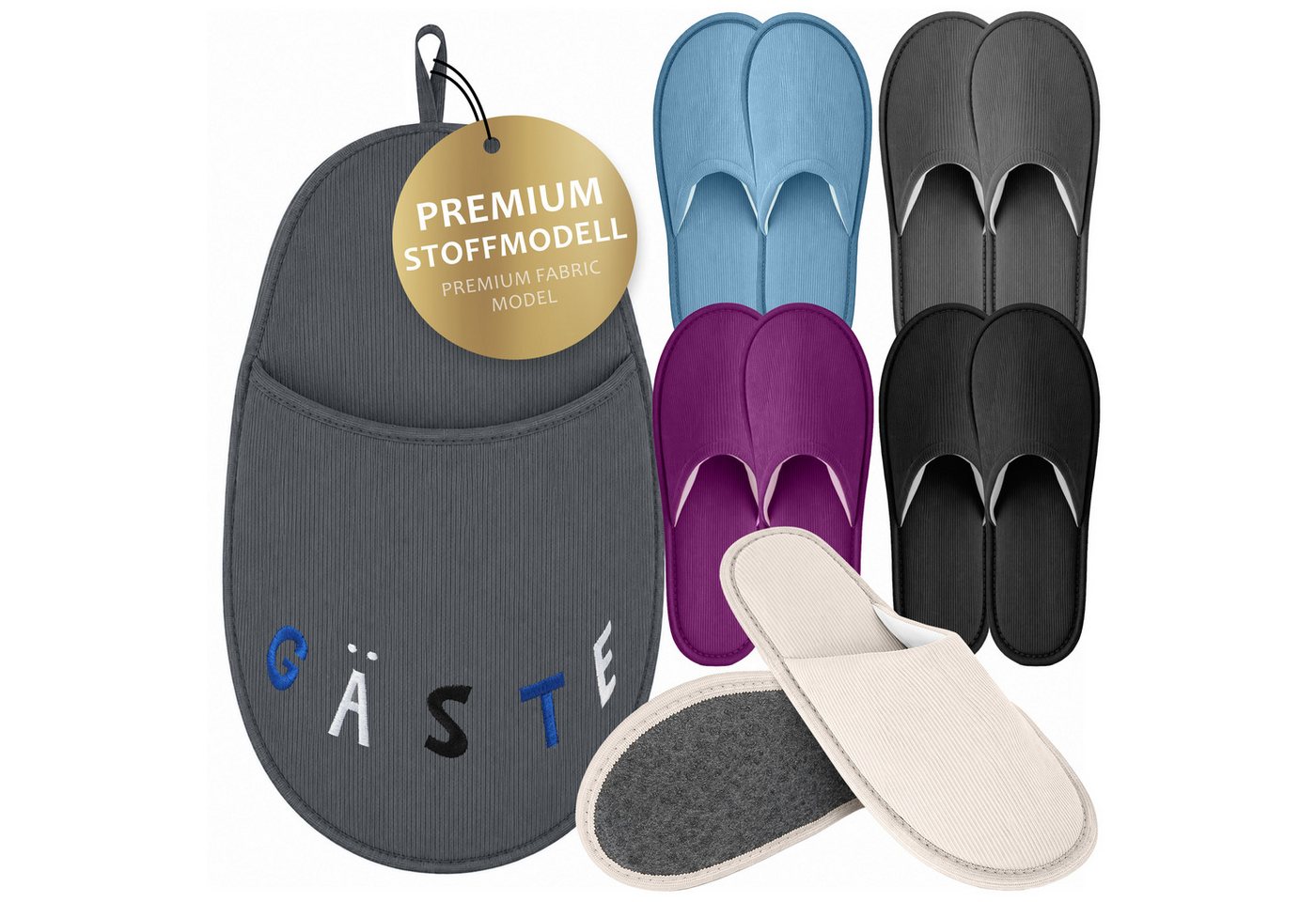 ONVAYA Premium Hausschuhset Gäste, Waschbare Gästepantoffeln, Guest Slipper Hausschuh