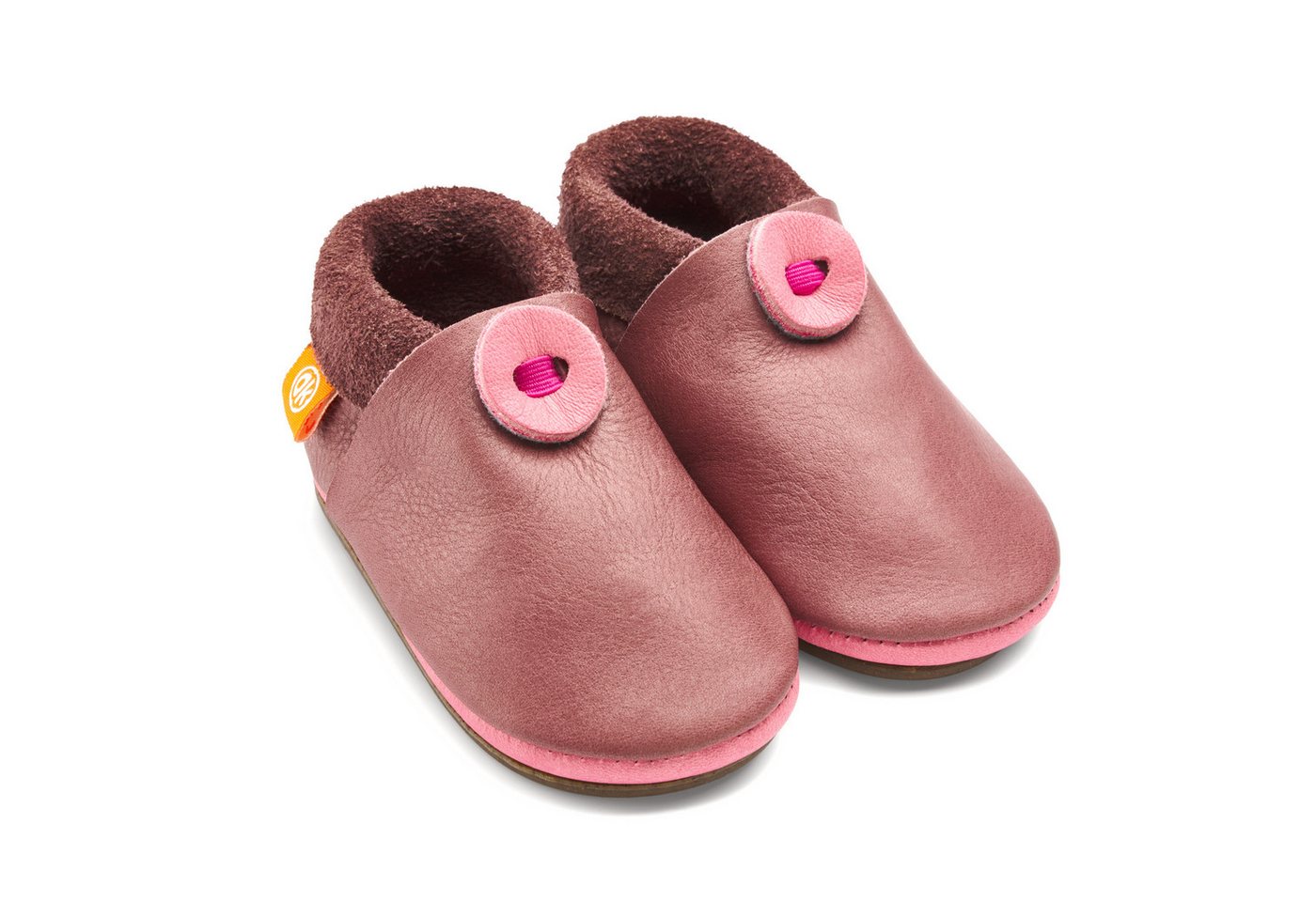 Orangenkinder® Klassik mit Sohle Kinder Hausschuh pflanzlich gegerbtes Leder, Made in Germany, Kindergartenschuh