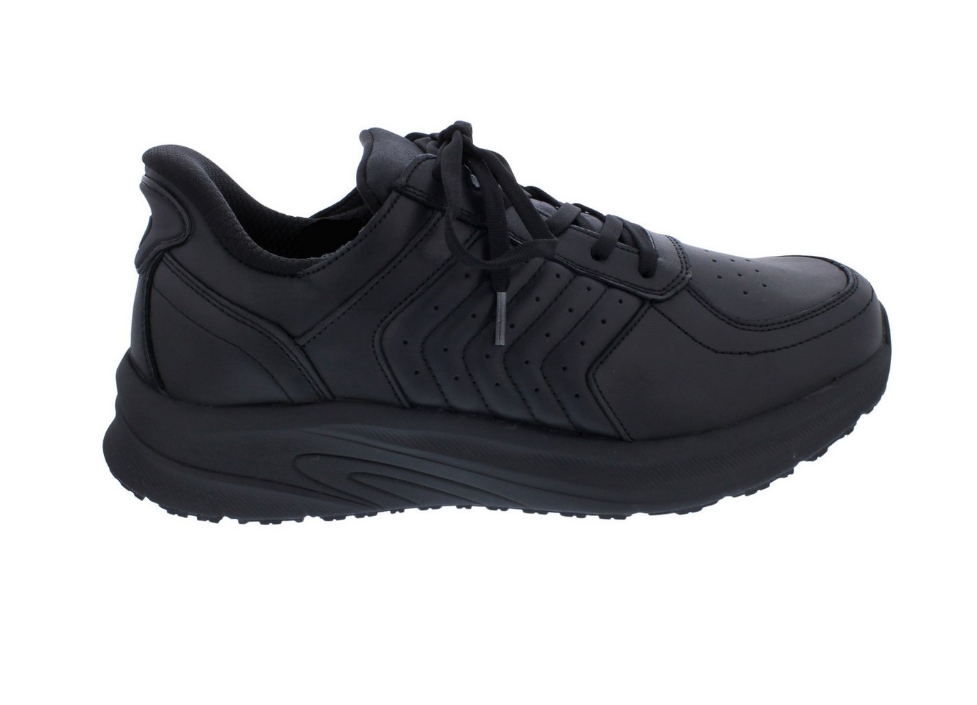 OrthoFeet Navigate Handsfree Slip-In Herrenhalbschuh, Glattleder Black Schnürschuh