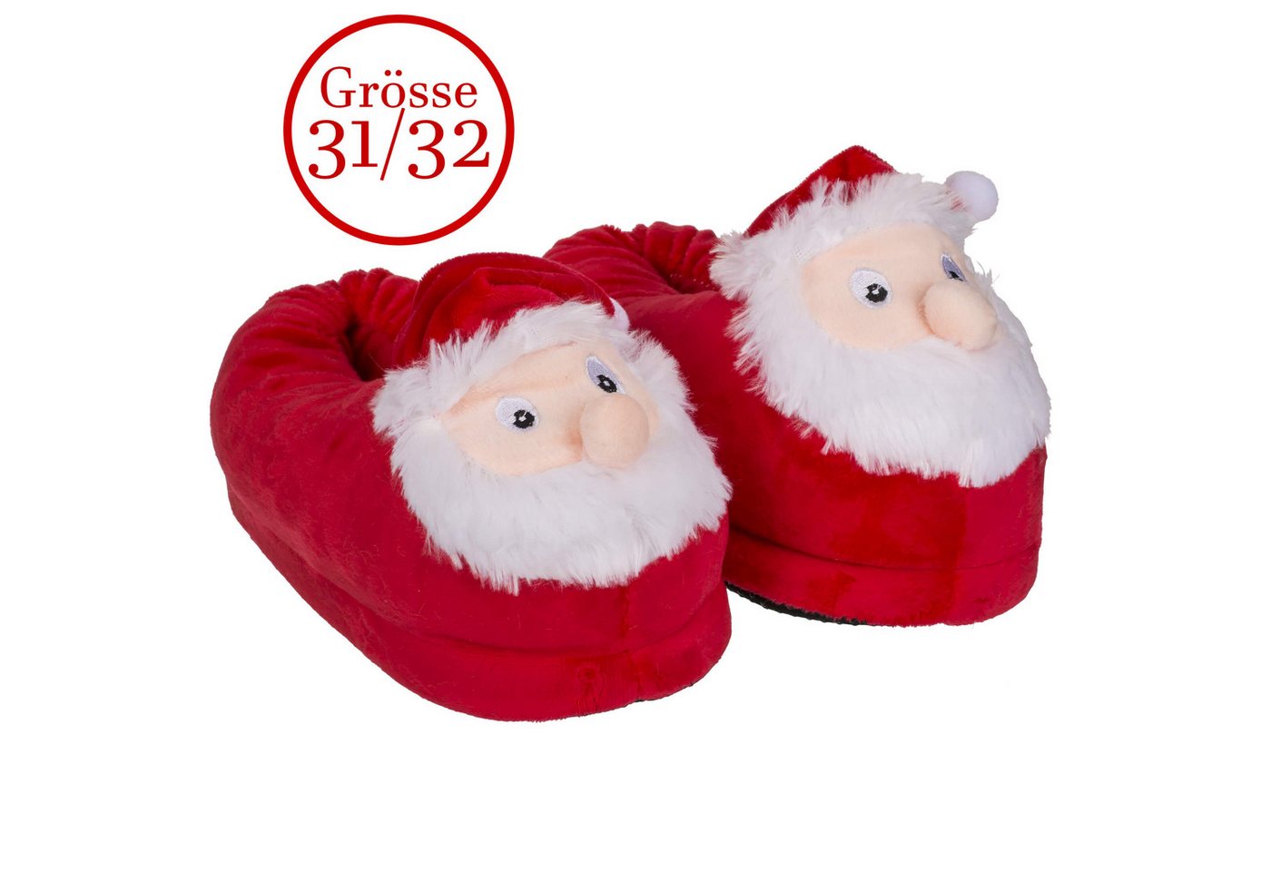 Out of the Blue Kuschel Weihnachtsmann Pantoffel Kinder Hausschuhe 31/32 Pantoffel (2-tlg) Kinder Pantoffel, Hausschuhe, rutschhemmende Sohle