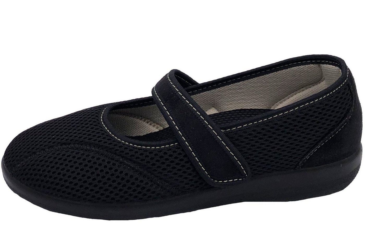 PADERO OrtoMed Damen Klettverschluss Slipper Weite H (schwarz)
