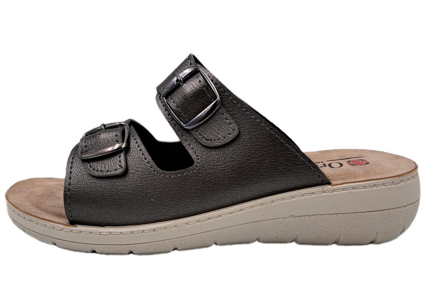 PADERO Ortomed Damen Pantolette Weite H für breite Füße geeignet (grau)