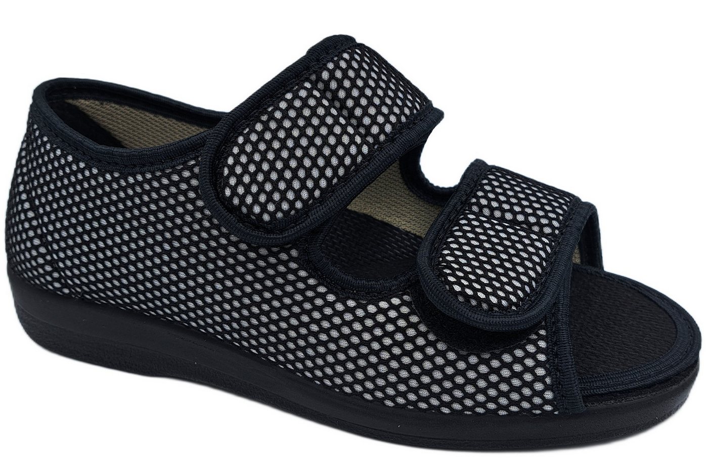 PADERO OrtoMed Klettsandale Hausschuh Verband- und Rehaschuhe (grau/schwarz)