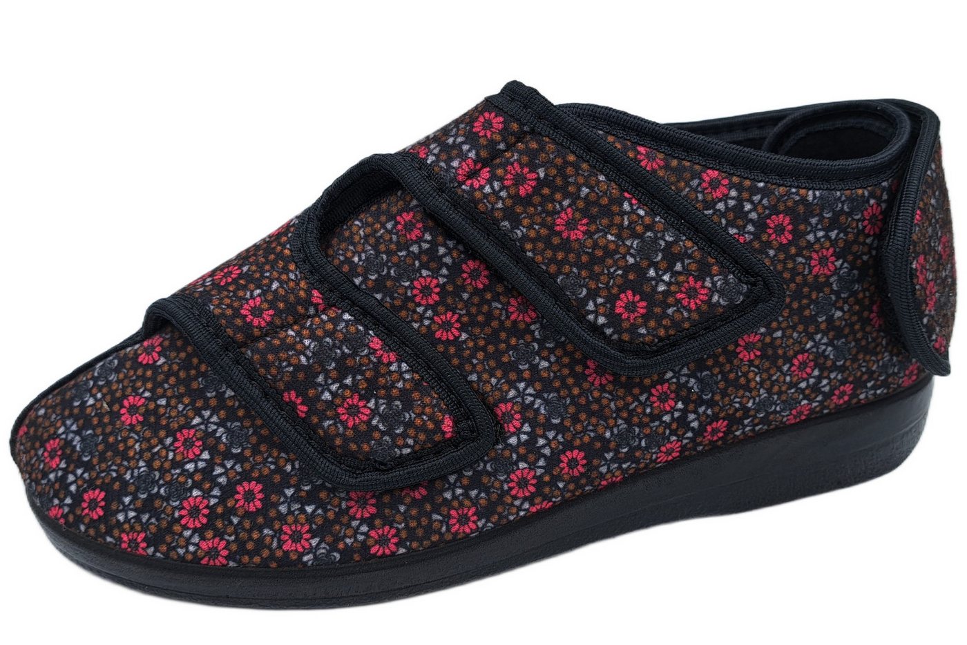 PADERO Ortomed Klettschuhe Verbandschuhe Hausschuh Orthopädischer Rehabilitationsschuh (Geblümt)
