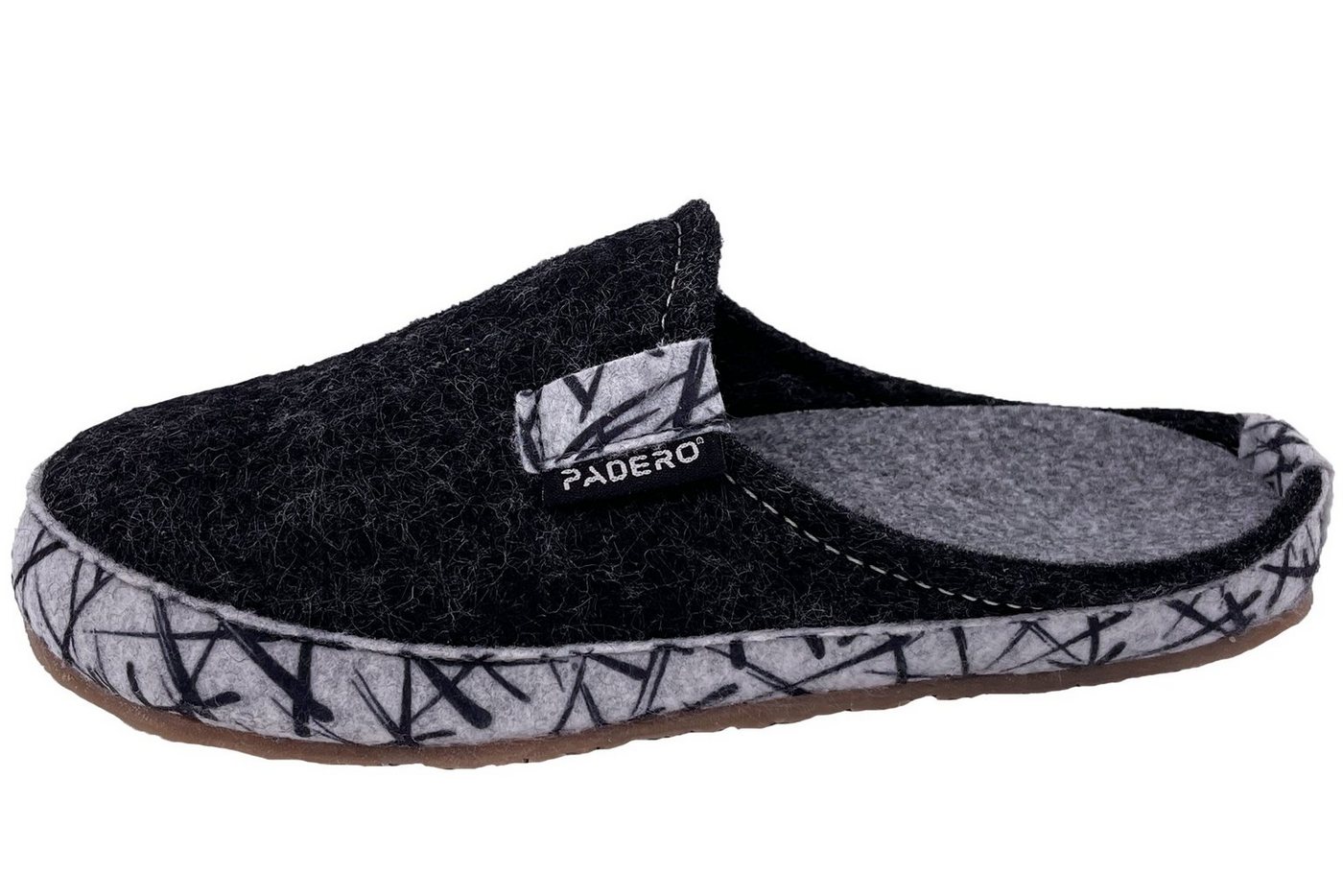 PADERO TONI-Striped Pantoffel Wollfilz Hausschuh