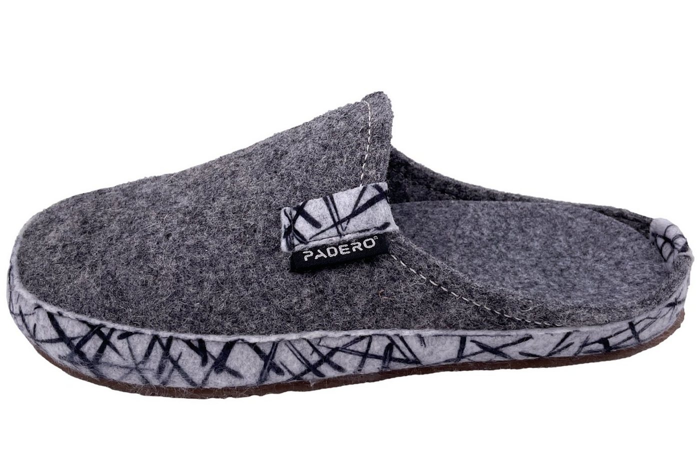 PADERO TONI-Striped Pantoffel Wollfilz Hausschuh