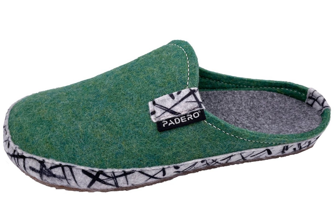 PADERO TONI-Striped Pantoffel Wollfilz Hausschuh