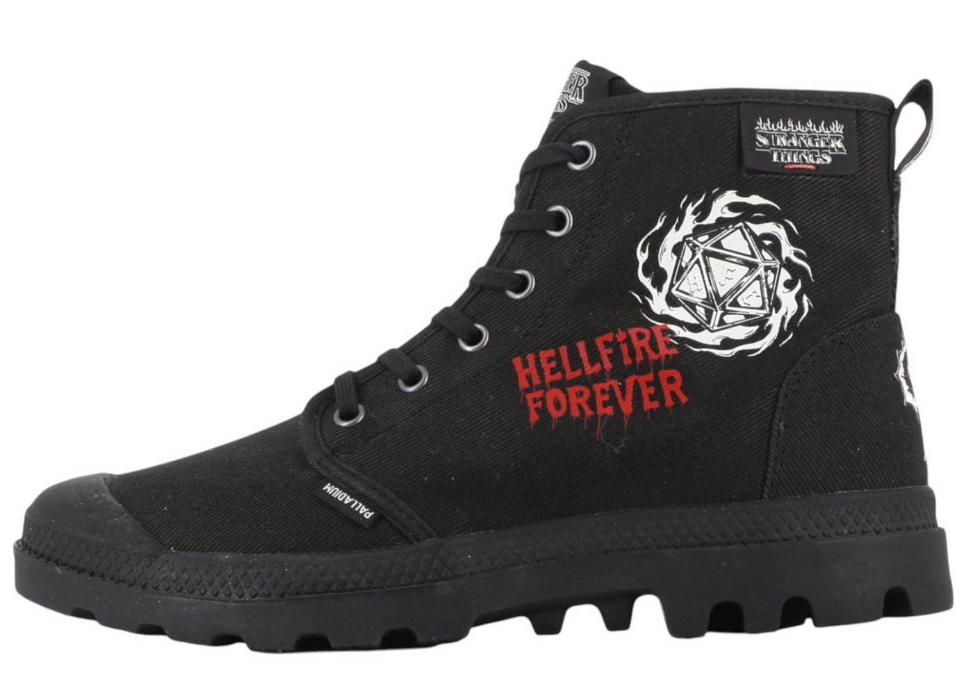Palladium 74496-001-M Pampa Hellfire Stranger Things High Top All Black Sneaker