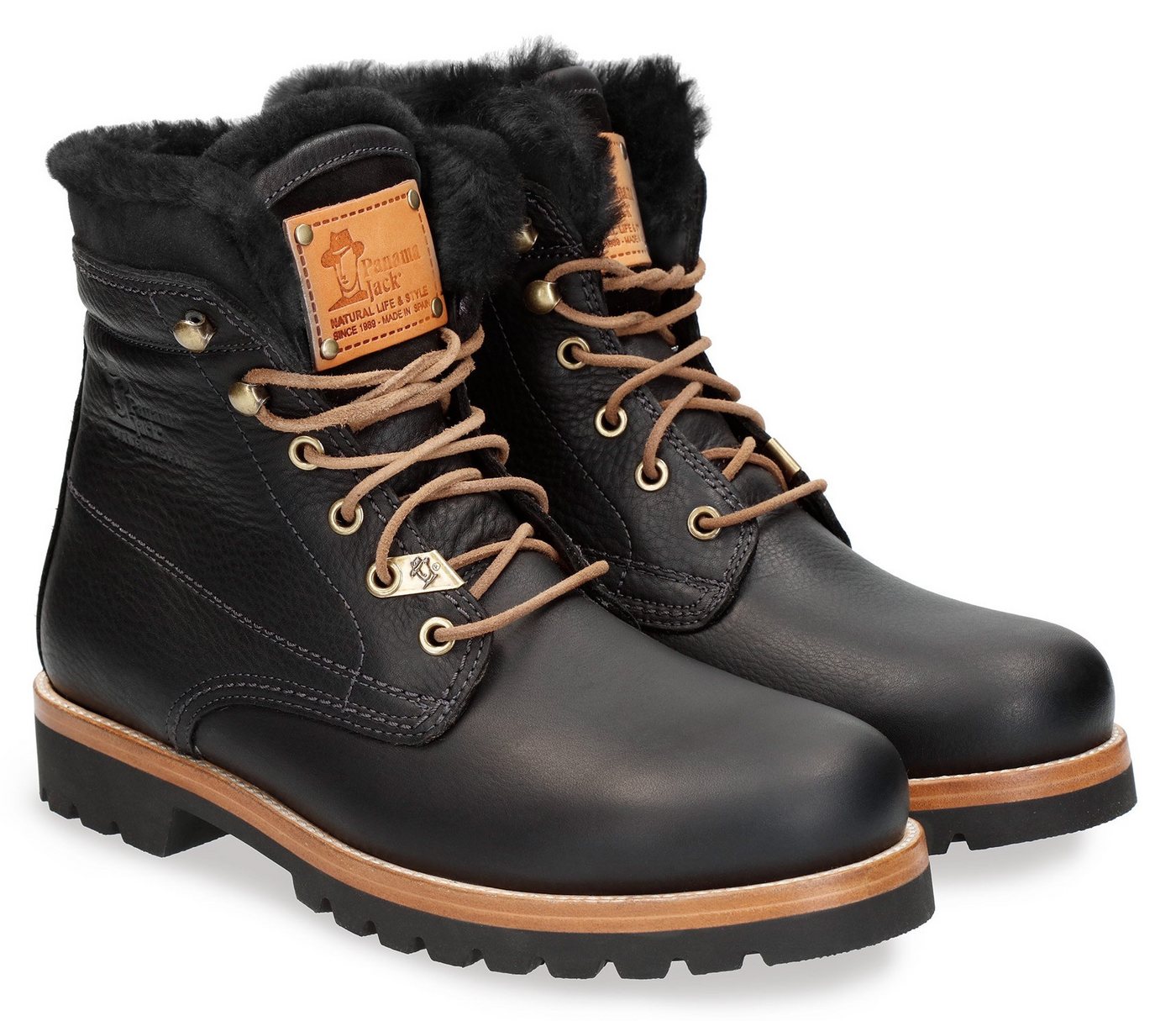 Panama Jack Aviator Igloo Winterboots, Blockabsatz, Winterstiefelette, Schnürboots mit Logo-Aufnäher