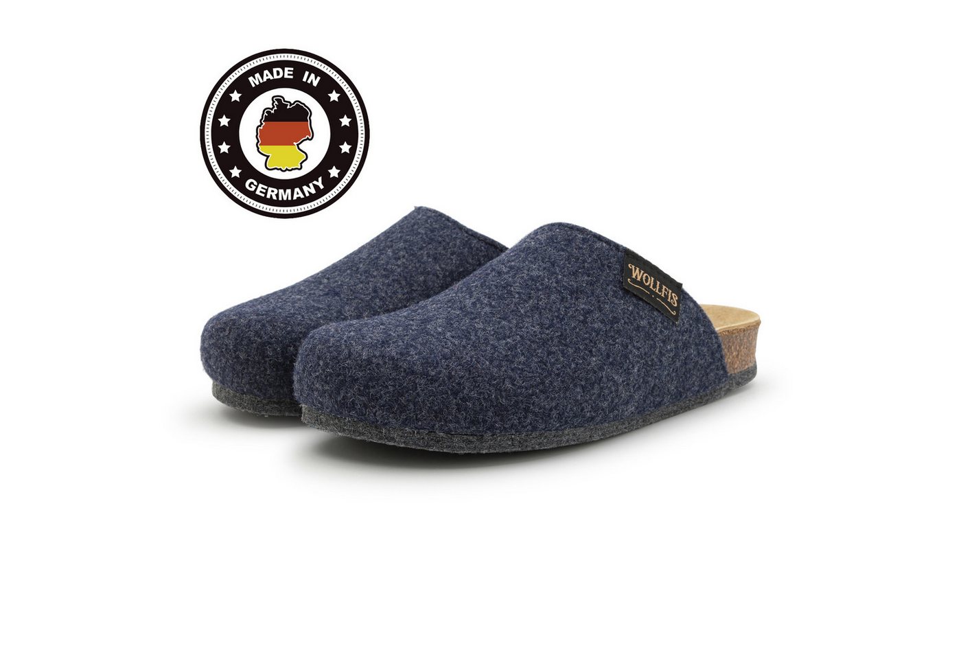 Pantoffelmann Bio Filzclog mit Korkfußbett ABS-Filzsohle Herren Damen Filz Pantoffel Hausschuh (1 Paar) hoher Tragekomfort, angenehme Passform