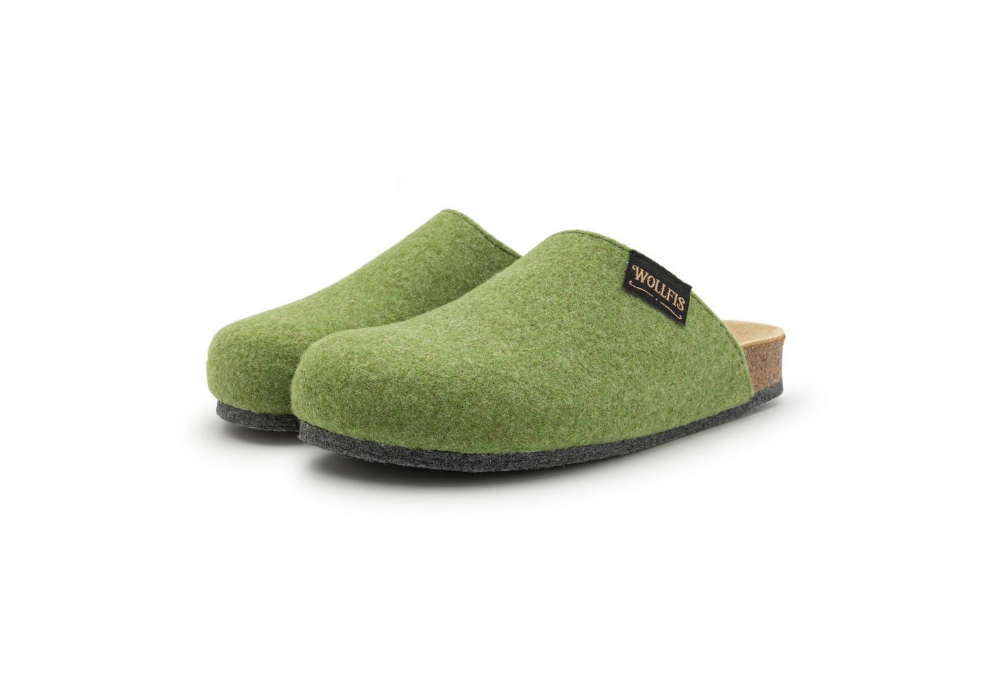 Pantoffelmann Bio Filzclog mit Korkfußbett ABS-Filzsohle Herren Damen Filz Pantoffel Hausschuh (1 Paar) hoher Tragekomfort, angenehme Passform