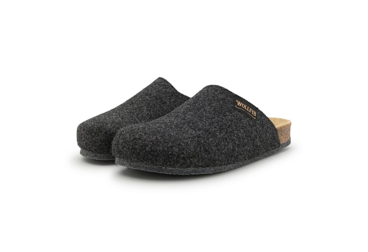 Pantoffelmann Bio Filzclog mit Korkfußbett ABS-Filzsohle Herren Damen Filz Pantoffel Hausschuh (1 Paar) hoher Tragekomfort, angenehme Passform