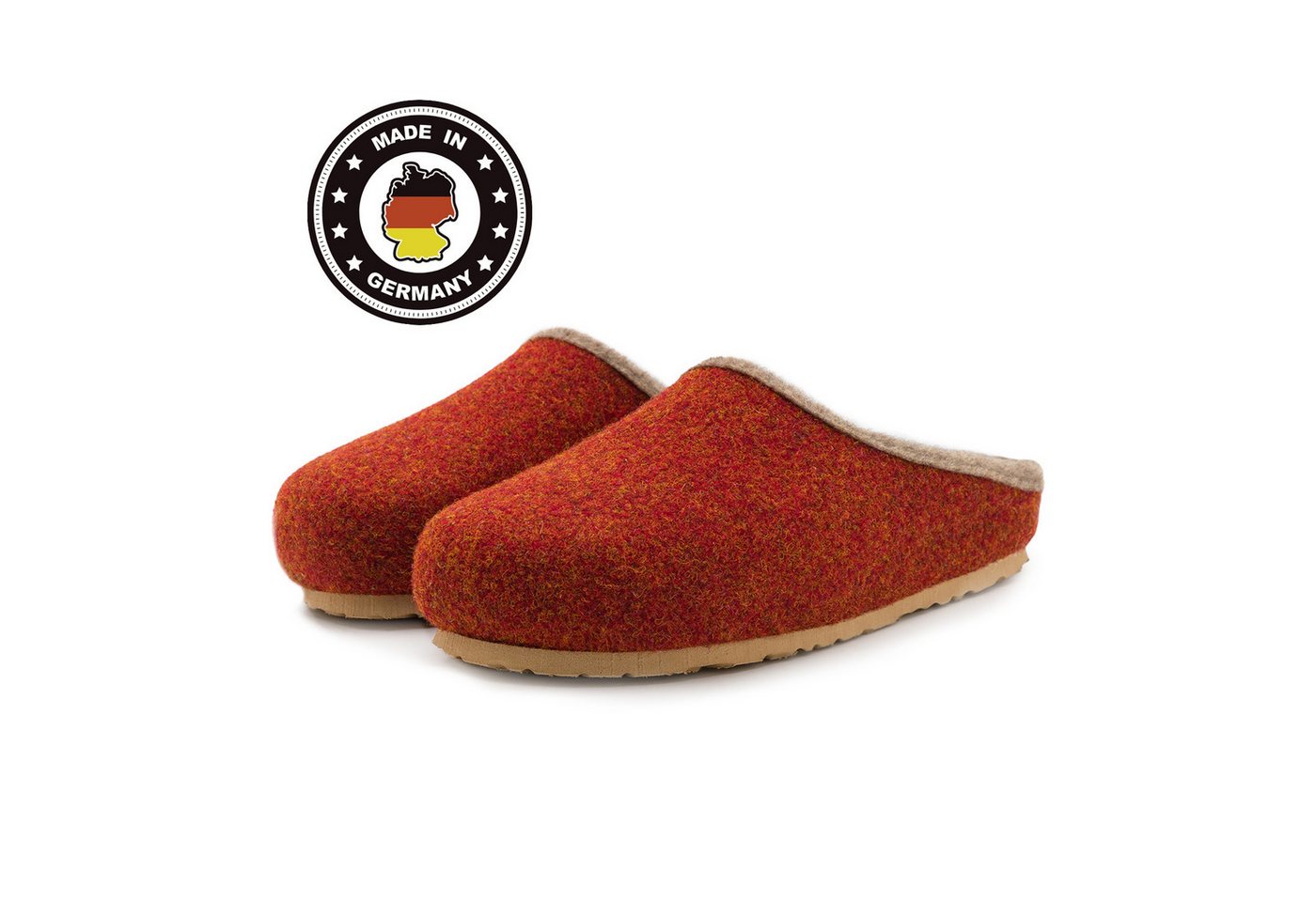 Pantoffelmann Filzclogs mit Fußbett Filzhausschuhe Herren Damen Filz Clog Hausschuhe Hausschuh (1 Paar) hoher Tragekomfort, angenehme Passform