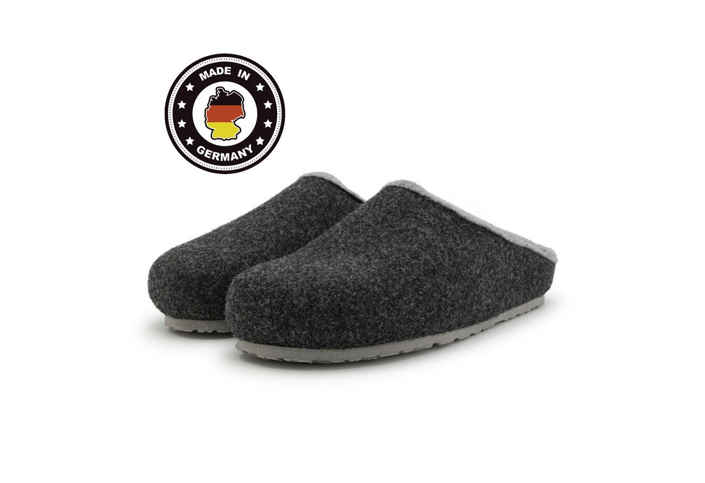 Pantoffelmann Filzclogs mit Fußbett Filzhausschuhe Herren Damen Filz Clog Pantoffel Hausschuh (1 Paar) hoher Tragekomfort, angenehme Passform (schwarz)