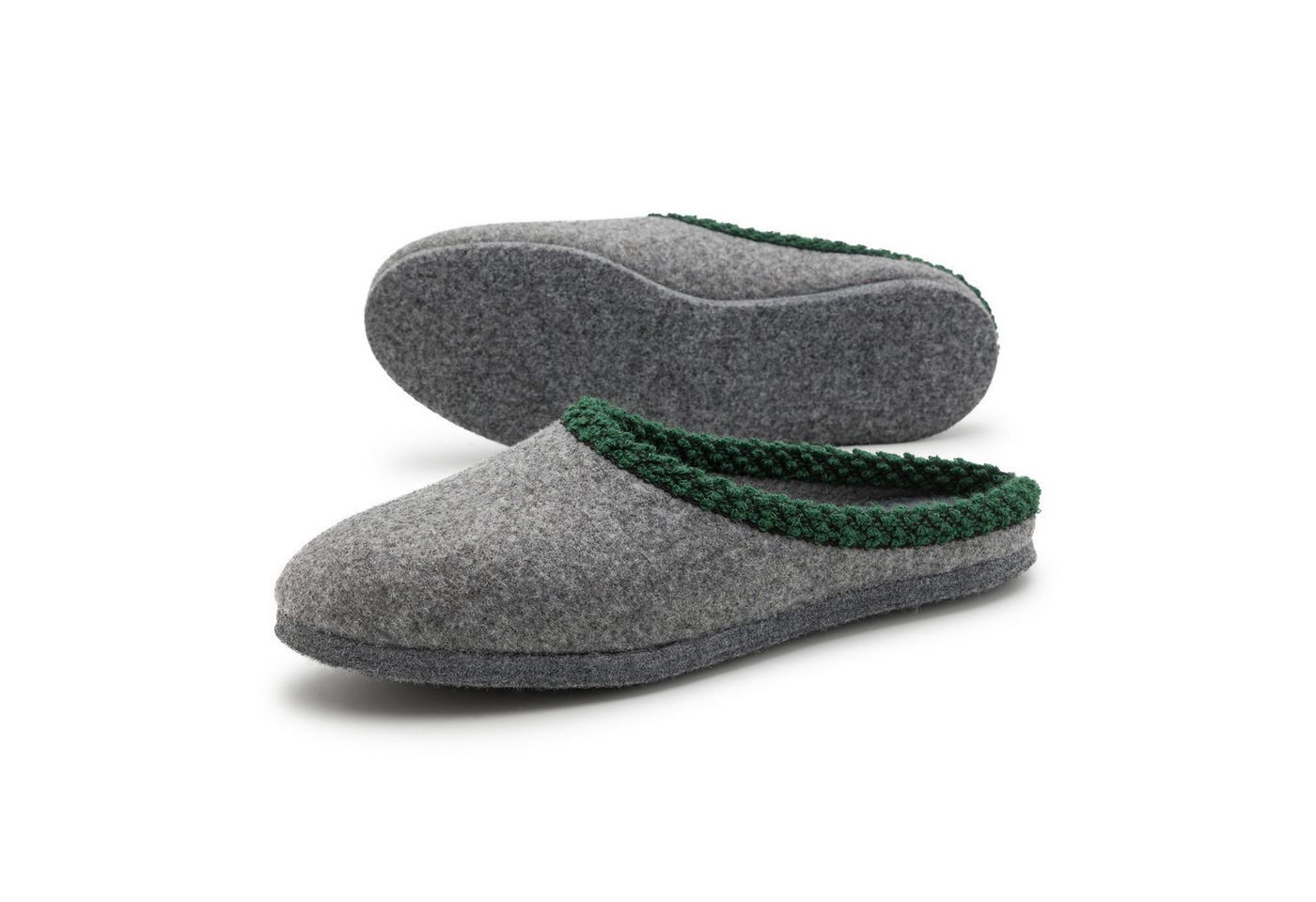 Pantoffelmann Filzpantoffel Herren Damen Hausschuh Filzlatschen superdicke Filzsohle Pantoffel (1 Paar) Filzpantoffeln, Gästepantoffel besonders leicht (grau)