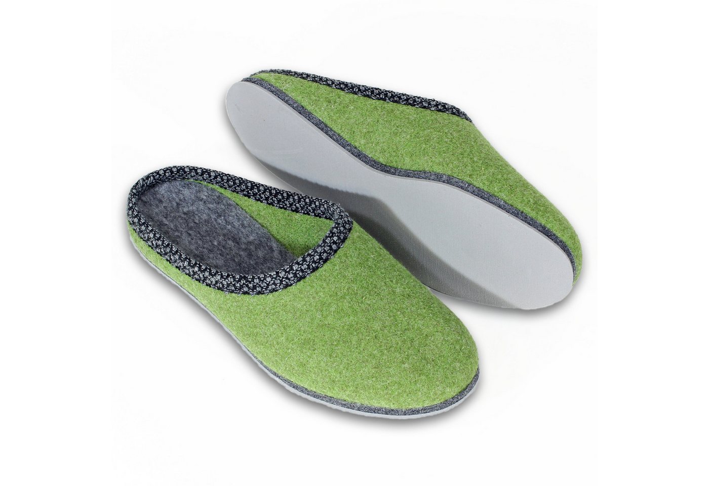 Pantoffelmann Walk-Filzpantoffel Herren Damen Filz Hausschuhe warme Filzlatschen Pantoffel (1 Paar) Filzpantoffeln, Gästepantoffel besonders leicht (grün)