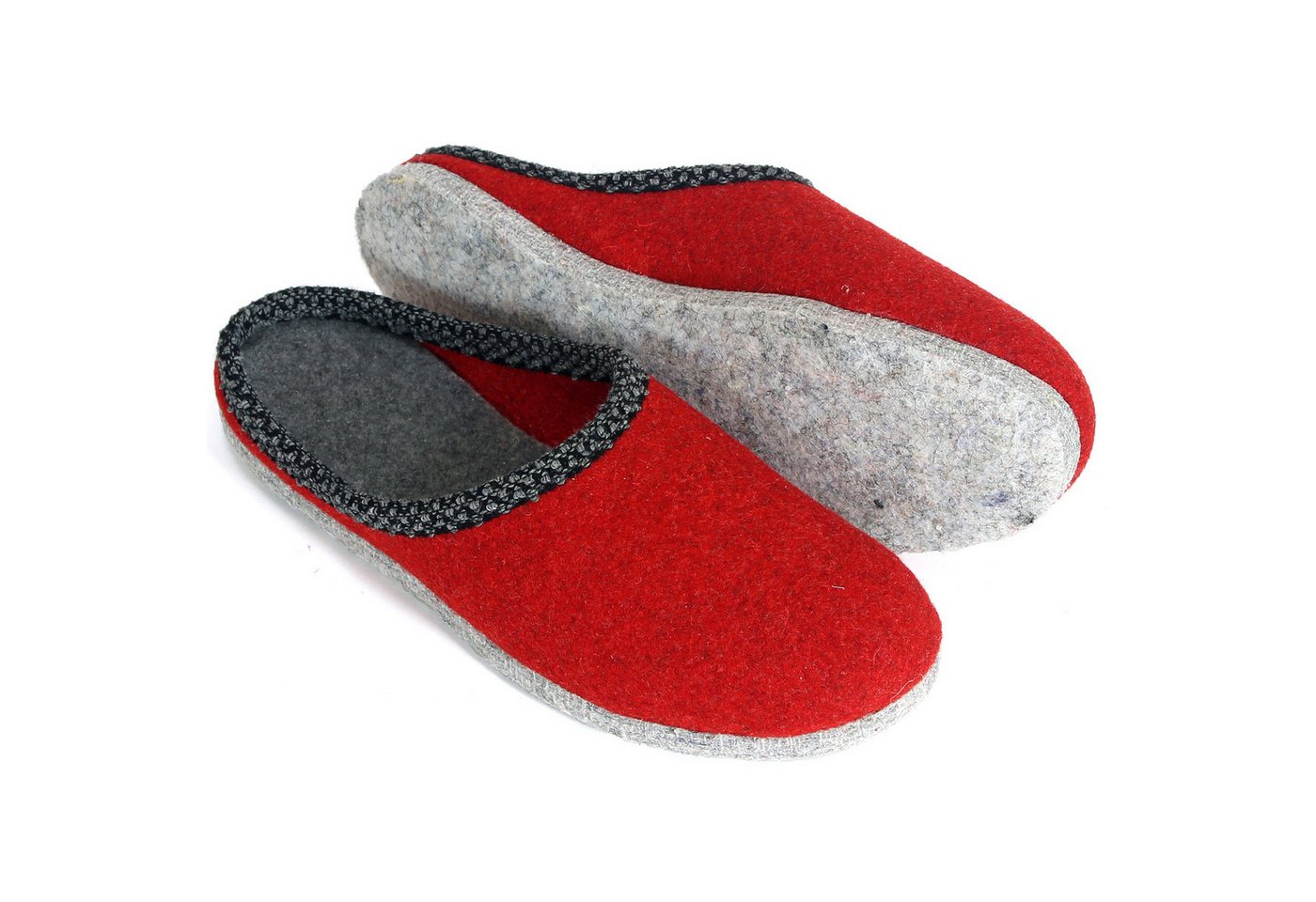 Pantoffelmann Walk-Filzpantoffel Herren Damen Filz Hausschuhe warme Filzlatschen Pantoffel (1 Paar) Filzpantoffeln, Gästepantoffel besonders leicht (rot)